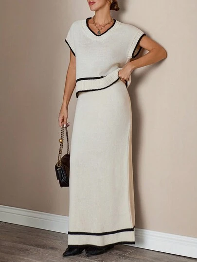 EURMUSE Women Beige 2 Pieces Nest And Skirt Together