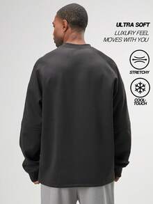 ARC 男士 Aspire 宽松印花圆领套头卫衣，冬季长袖上衣 - 黑色 - 查看 2