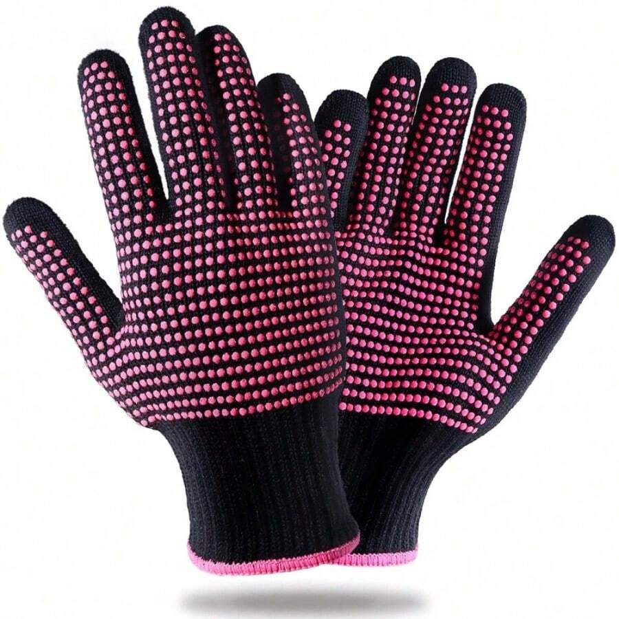 1pc Anti-Slip Heat Resistant Styling Glove With Silicone Grip, Ensures Use Of Hair Styling Tools - Hot Pink - View 1