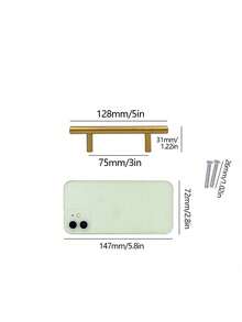 1pc/4pcs Black Golden Cupboard Handle Brushed Stainless Steel Kitchen Cabinet Door Knob Furniture Drawer Pull Hardware Pulls T Bar Handle - Gold - View 4