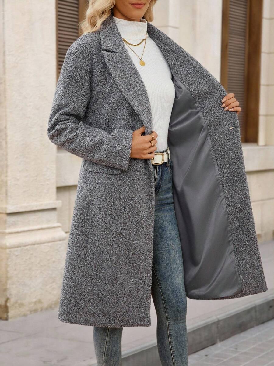 EMERY ROSE Women's Casual Versatile Jacket, Autumn/Winter Grey Coat Women Fall Coat Fall Clothes For Women Coats For Women Winter Clothes For Women Winter Coat Winter Jacket Women Back To School Clothes