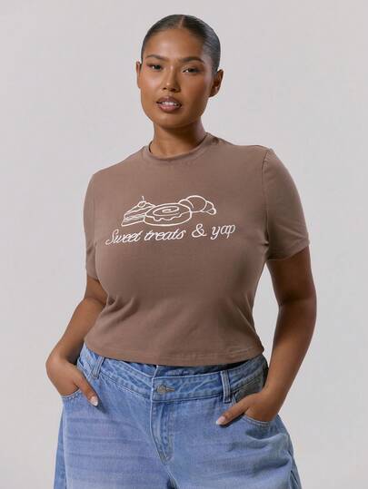 MUSERA Camiseta gráfica ajustada de talla grande para otoño, invierno, vuelta al colegio, linda, diaria, casual, club de café, otoño, invierno, otoño, Navidad