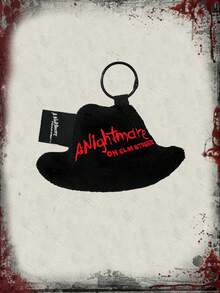 A Nightmare on Elm Street X ROMWE 字母刺绣帽子，独特的钥匙扣收纳 - 黑色 - 查看 1