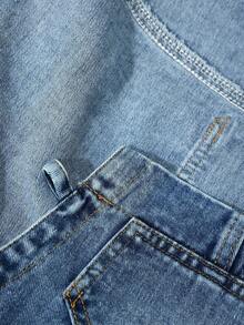 Slaydiva Women's Sexy Backless Tie-Up Design Hooded Sleeveless Denim Top - Blue - View 6