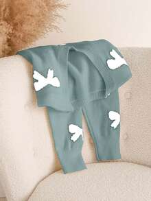 CosyJoli 大码拼色蝴蝶结装饰V领长袖毛衣 - 薄荷綠 - 查看 5