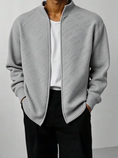 EURMUSE Men Rib Knit Button Front FW Fashion Regular Knitwear Cardigan