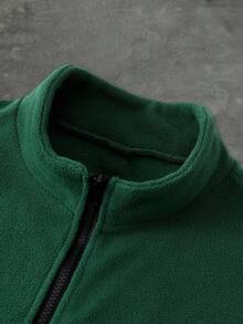 Aesthetic Post 男士时尚侧条纹羊毛夹克和裤子套装，秋冬服装 - 墨綠色 - 查看 4