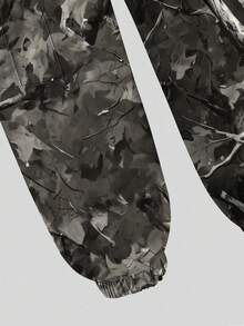 Bộ 2 món gồm áo hoodie và quần cargo cho bé trai, trang phục mùa đông, áo hoodie đen phong cách đường phố và quần cargo rằn ri, trang phục thu đông cho trẻ em. - Nhiều màu - Xem 7