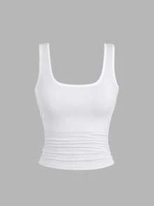 Flirla Plus Size Women Casual Solid Color Tank Top - Multicolor - View 5