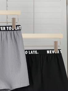 SHEIN 3 件套青少年男童休闲格子平角内裤，经典简约百搭百搭内衣套装，适合居家、日常、度假、春夏秋冬