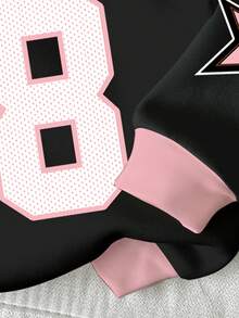 Tween Girl Casual 88 Graphic Print Sweatshirt, Fashion Basketball Jersey Style, Preppy, Street Chic, Suitable For Autumn/Winter Fall Jerseys For Tween Girl Clothes For Tween Girl Sweatshirt Jersey For E Girl Clothes - Multicolor - View 4