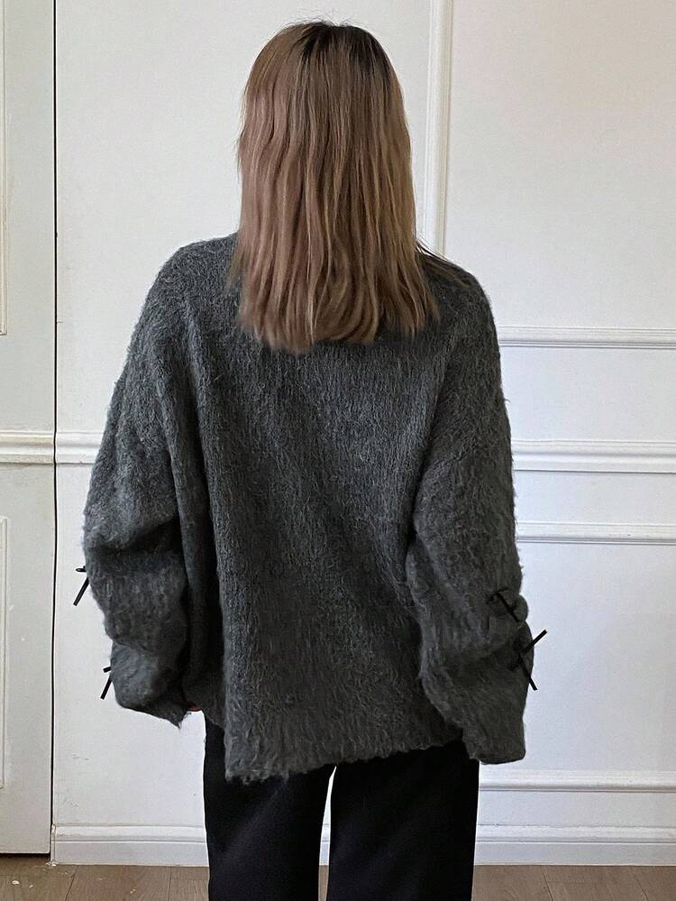 Women's Loose Casual Bow Decor Sweater, Autumn/Winter New Arrival