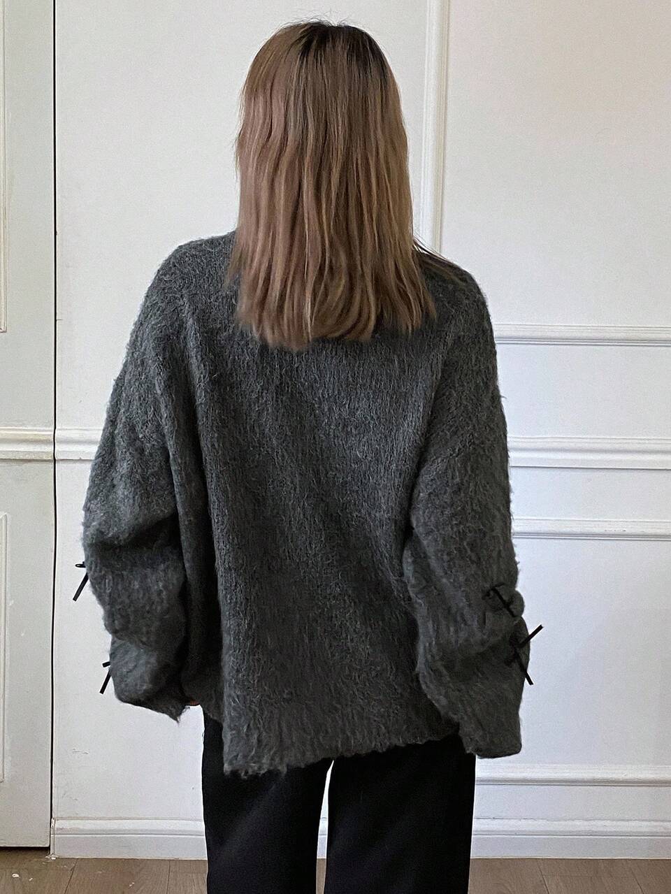 Women's Loose Casual Bow Decor Sweater, Autumn/Winter New Arrival