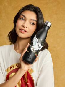 HARRY POTTER X SHEIN 16 Oz / 500 Ml Tumbler With Handle, Insulated Cup, Vacuum Insulated Cartoon Pattern Water Bottle, Leak-Proof Lid, Stainless Steel Travel Mug, Car Mug,Back To School - Black - View 7