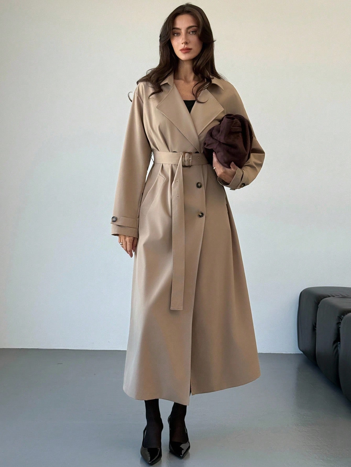 Belted trench coat