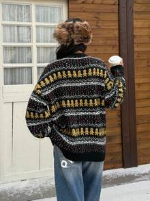 Muchica Fair Isle Jacquard Halloween Pattern Pullover Sweater Autumn Winter Clothes For Women - Multicolor - View 2