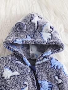 Cozy Pixies 新生男宝宝卡通熊耳连帽长袖抓绒连体衣秋冬款 - 彩色 - 查看 4