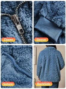 Zelara 大码女装秋冬装咖啡棕色双面珊瑚万圣节老钱风格女装哥特式大码女装万圣节服装女式羊毛连帽长袖秋冬夹克