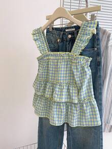 INAWLY 女士格纹休闲宽松无袖衬衫，夏季百搭 - 彩色 - 查看 4