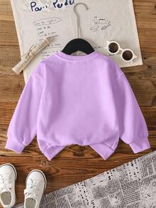 THE POWERPUFF GIRLS X SHEIN Young Girl Cartoon Print Purple Soft & Sweet Cute Casual Loose Dropped Shoulder Sweatshirt For Autumn Fall Winter - Purple - View 2