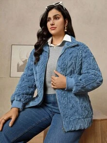 Zelara 大码女装秋冬装咖啡棕色双面珊瑚万圣节老钱风格女装哥特式大码女装万圣节服装女式羊毛连帽长袖秋冬夹克