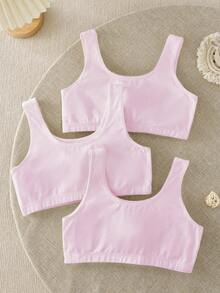 3件套女童纯白色休闲简约棉质软垫胸罩