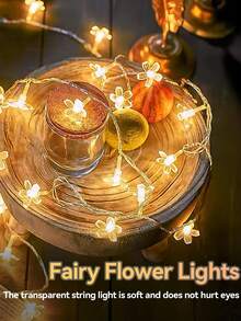 1条1.5米/3米/6米LED樱花串灯，适用于卧室、花园、婚礼派对、装饰照明