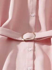 Franclia Women's Autumn Cinched Waist Waist Open Front Long Sleeve Mini Dress