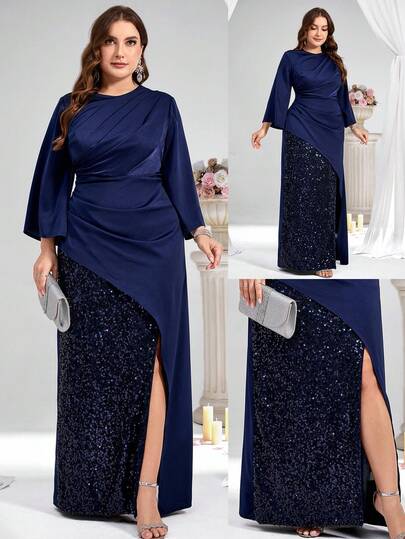 Coutiva 高端晚礼服，亮片拼接宴会礼服，优雅奢华