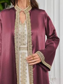 Al Najma 女士水溶性蕾丝拼布连衣裙和时尚长袍 Abaya 外套，适合休闲/节日/聚会/旅行