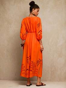 Travachic 女士纯色度假梭织连衣裙 - 橘色 - 查看 2