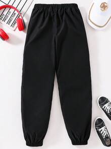 SHEIN 男童百搭百搭侧边不对称条纹印花裤