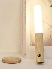 1PC Imitation Wood Grain Smart Human Body Sensor Night Light, LED Rechargeable Corridor Wall Lamp, Motion Sensor Light, USB Powered, Suitable For Bathroom, Toilet, And Corridors - warm light - View 5