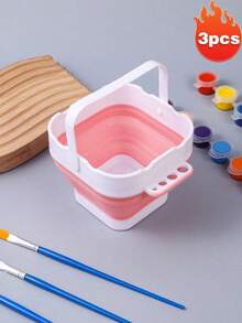 Collapsible Silicone Brush Cleaner Cup Foldable Paint Brush Washer Portable Water Basin For Acrylic Oil Watercolor Painting Artist Travel Studio Art Supplies - Multicolor - View 13