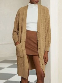 Aveloria Modichic V-Neck Cable Knit Vintage Loose High-End Cardigan Sweater