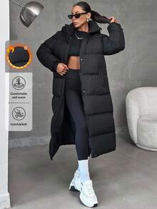 EURMUSE Keeping Warm, Oversized Maxi Lenght, Hooded - Black - View 1