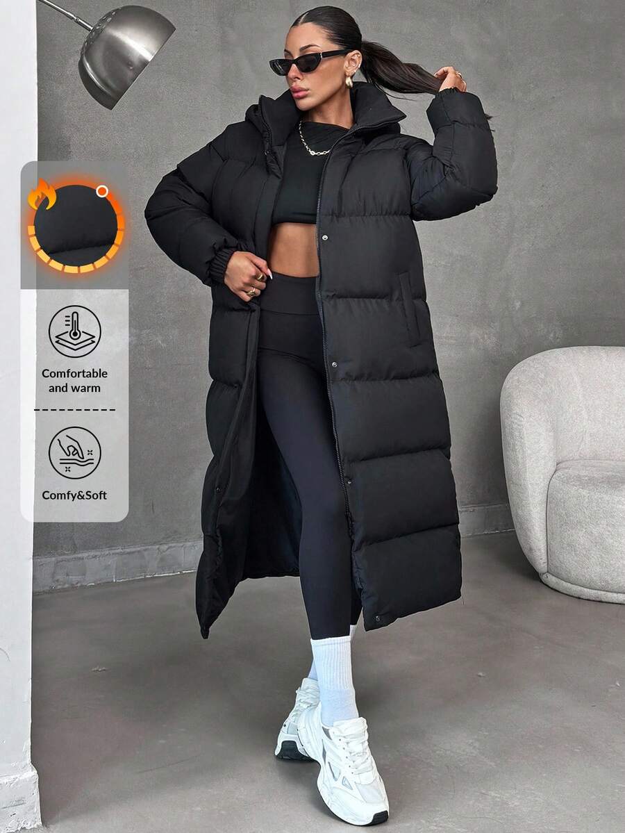 EURMUSE Keeping Warm, Oversized Maxi Lenght, Hooded - Black - View 1