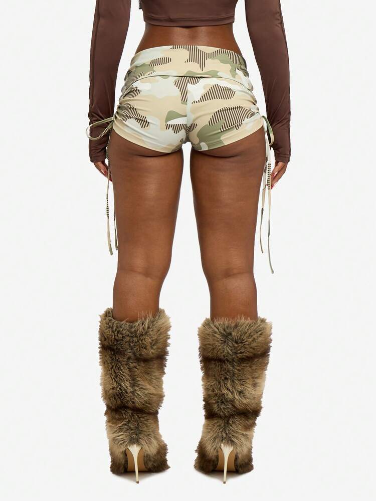 SUMWON WOMEN 사이드 드로스트링이 달린 셔링 부티 반바지