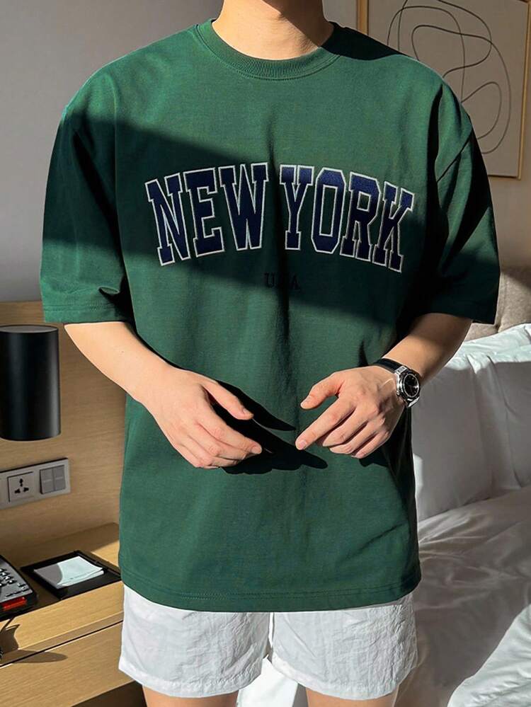 Men's Back To School Summer Casual Short Sleeve T-Shirt With Letter Print Easter