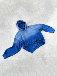 ROMWE MEN Street Life Sudadera con capucha con estampado de cebra lavado vintage para hombres, adecuada para uso diario, otoño/invierno - Azul - Ver 4