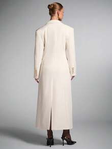 SHEIN BAE Blazer largo de un solo pecho con cintura ceñida de unicolor, blazer largo para mujer, blazer largo elegante, para la oficina, citas de noche en otoño/invierno