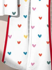 Bộ 2 món/Bộ quần áo tay ngắn in hình trái tim nhiều màu sắc dễ thương thường ngày cho bé gái tuổi teen, phù hợp cho mùa hè, áo phông họa tiết, thời trang đường phố, phong cách Punk, cổ điển, trở lại trường, trang phục ngày lễ, dễ thương, bộ trang phục cho bé gái, quần áo cho bé gái tuổi teen, quần áo cho bé gái, trẻ em, trở lại trường, tiệc chào đón, quần áo đi học, thường ngày - Nhiều màu - Xem 6