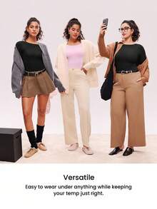 LUVLETTE Dream Curve 2ndSkin Super Soft Women's Basic Purple Crew Neck Long-Sleeve Base Layer Top Max Stretch Thermal-Balance Base Layer Long-Sleeve Top Pajama Lingerie As Outerwear - Mauve Purple - View 9