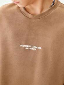 SHEIN 2pcs/Set American Hip Hop Style Clean Graphic Letter Print Teenager Short Sleeve T-Shirt + Casual Letter Print Sports Shorts, Suitable For Streetwear, Jogging, Skateboarding, Outdoor Activities