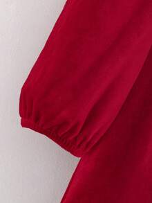 Cozy Pixies Baby Girl Thermal Lined Long Sleeve Dress, Burgundy, Suitable For Autumn/Winter