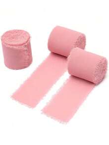 1/2/3rolls Diy Handmade Tassel Fabric Gift Packaging Chiffon Ribbon, Sky Blue 197*1.5 Inches Ribbon Suitable For Wedding Invitation, Bridal Bouquet, Gift Packaging, Diy Crafts, Bow Making,Christmas - 淺藍色 - 查看 31