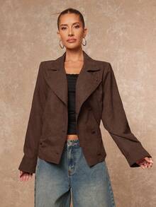 Lumalex 秋冬派对晚宴宴会低调奢华复古闪耀假日派对狂欢节郊游度假户外丰富层次婚礼季宴会成人礼压花腰果花图案腰带宽松女士风衣奢华舞会证件照宰牲节派对新年 - 巧克力棕 - 查看 4