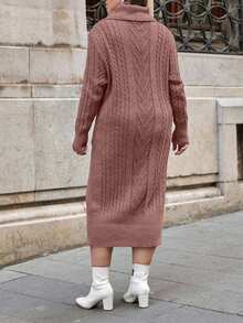 EURMUSE PLUS SIZE SPEACIAL DESIGN SWEATER DRESS - Camel - View 2