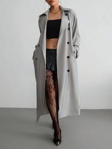 Aidyla Striped Fabric Fashion Autumn/Winter Trench Coat
