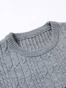 Manfinity Homme Jersey de cuello redondo de manga larga casual para hombre, otoño e invierno - Gris - Ver 4